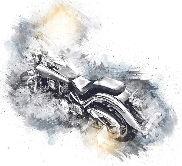 Motorrad Llustration Farbe Isoliert Kunst Vintage Retro — Stockfoto