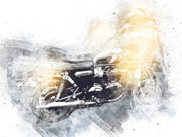 Motor Cycle Llustration Color Isolated Art Vintage Retro — Stock Photo, Image