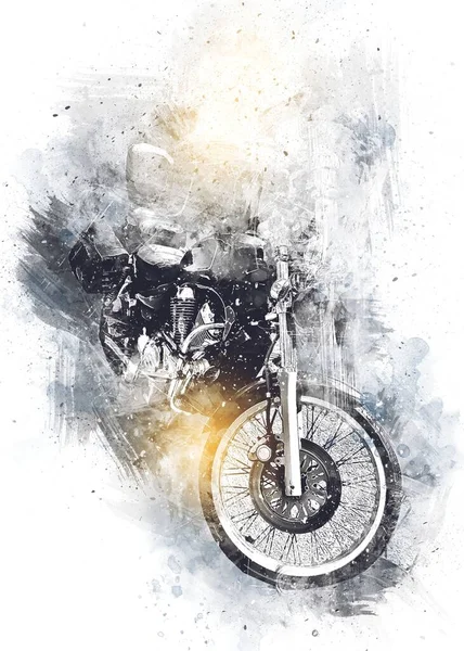 Motorrad Llustration Farbe Isoliert Kunst Vintage Retro — Stockfoto