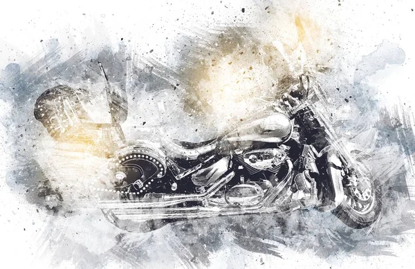 Motorrad Llustration Farbe Isoliert Kunst Vintage Retro — Stockfoto