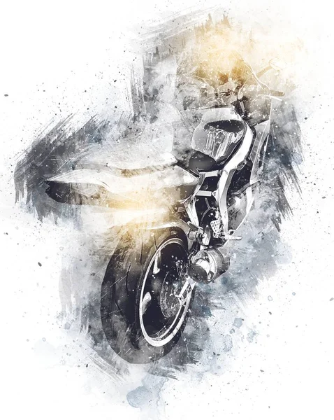 Ilustración Motocicleta Color Arte Aislado Vintage Retro — Foto de Stock