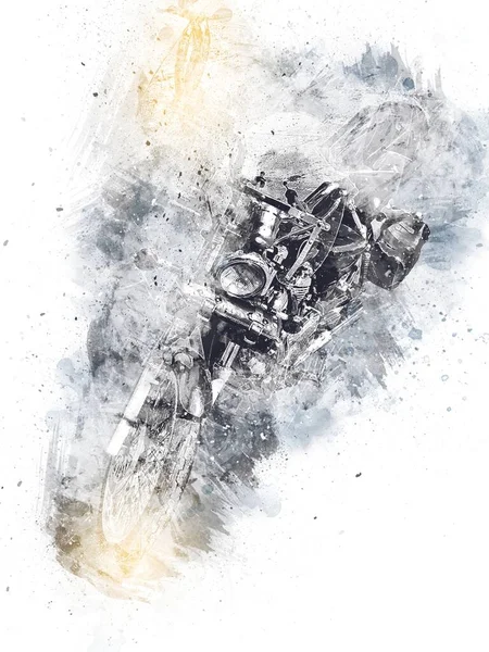 Motosiklet görüntüleme rengi izole edilmiş sanat antika retro