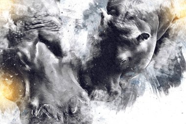 Hippo illüstrasyon sanatı klasik tasarım çizer