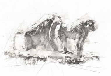 Ağaçların renkli çizimlerinde gerçekçi bir maymun.