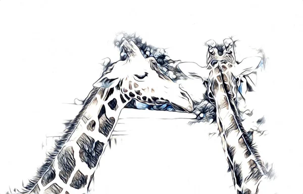 长颈鹿绘画艺术图解 — 图库照片