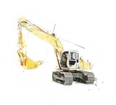 Excavator illustration color isolated art work clipart