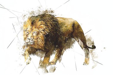 Aslan resimleri grunge vintage çiziyor