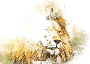 Aslan resimleri grunge vintage çiziyor