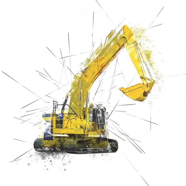 Excavator Ilustrație Culoare Artă Izolată Lucrare — Fotografie, imagine de stoc