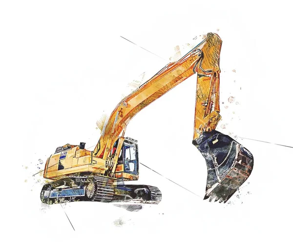 Excavator Illustration Color Isolated Art Work — Stock Photo, Image