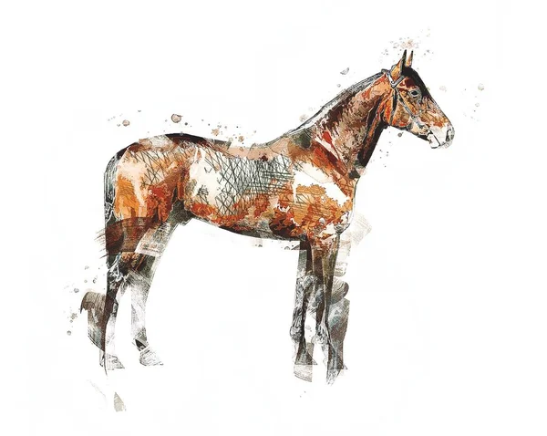 Bunte Pferd Kunst Illustration Grunge Malerei — Stockfoto