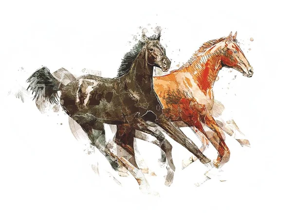 Colorful Horse Art Illustration Grunge Painting — Stock Photo, Image