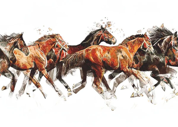 Färgglada Häst Konst Illustration Grunge Målning — Stockfoto