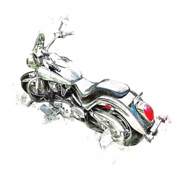 Motosiklet görüntüleme rengi izole edilmiş sanat antika retro