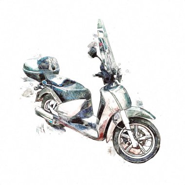 Motosiklet görüntüleme rengi izole edilmiş sanat antika retro