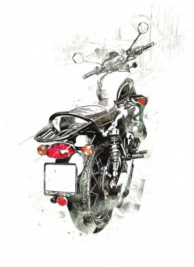 Motosiklet görüntüleme rengi izole edilmiş sanat antika retro