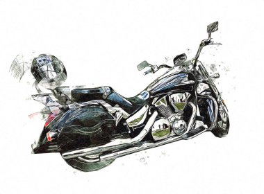 Motosiklet görüntüleme rengi izole edilmiş sanat antika retro