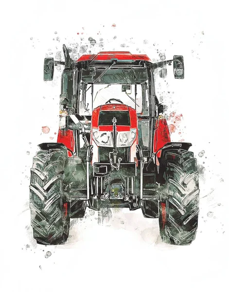 Landwirtschaftliche Traktor Illustration Farbe Kunst — Stockfoto