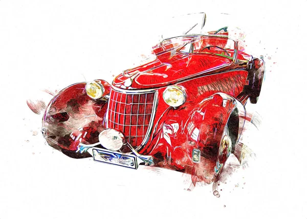 Vintage Retro Classique Vieille Illustration Voiture — Photo