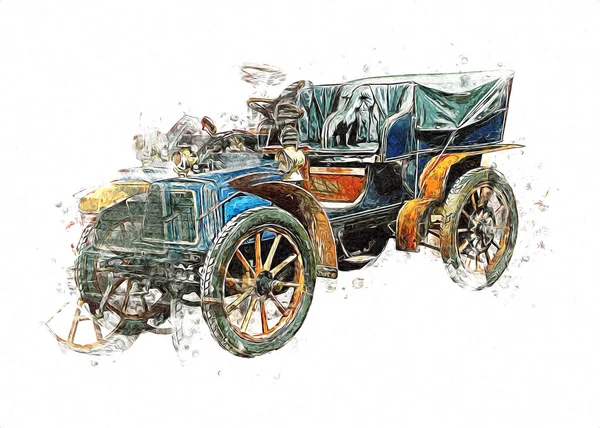 Vintage Retro Classique Vieille Illustration Voiture — Photo