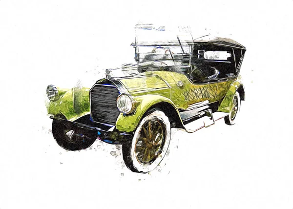 Vintage Retro Classique Vieille Illustration Voiture — Photo