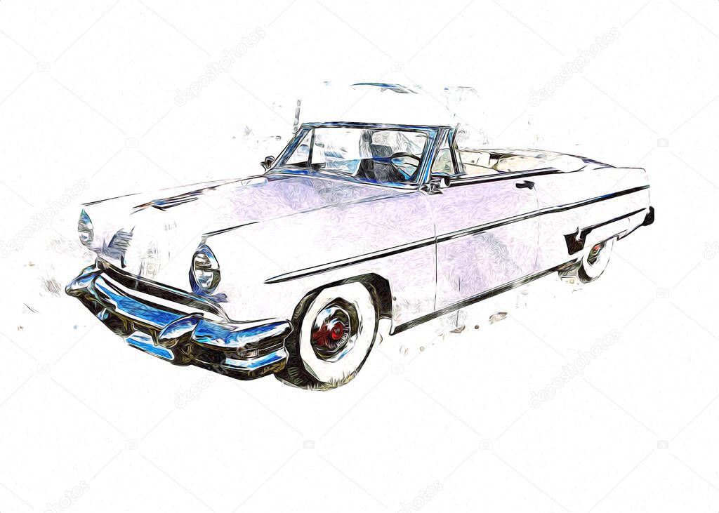 Vintage Retro Classic Old Car Illustration