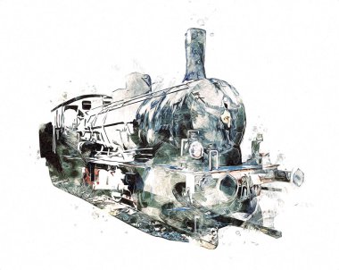 Eski buharlı lokomotif motoru antika