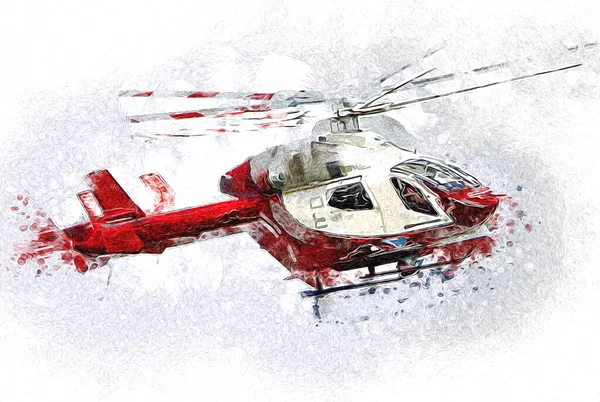 Helicopter Drawing Illustration Art Vintage — Stock Photo, Image