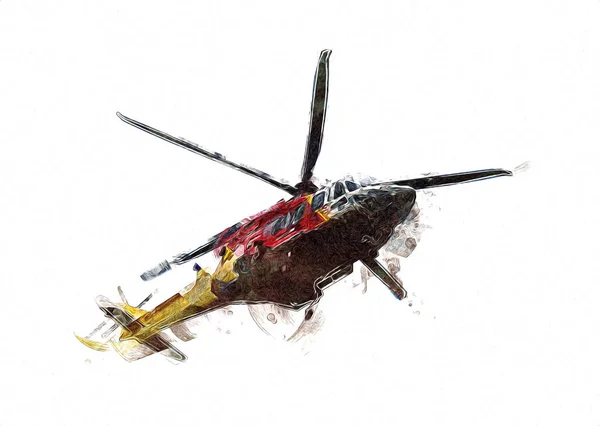 Helicopter Drawing Illustration Art Vintage — Stock Photo, Image