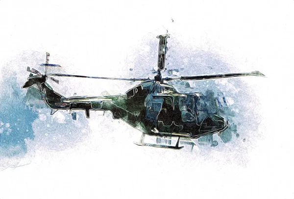 Helikopter Teckning Illustration Konst Vintage — Stockfoto