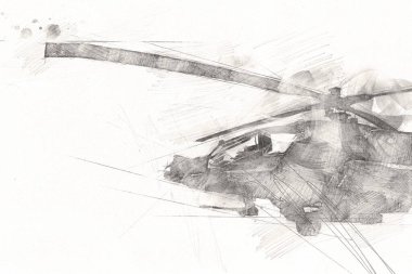 askeri helikopter resim sanatı klasiği çiziyor