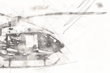 askeri helikopter resim sanatı klasiği çiziyor