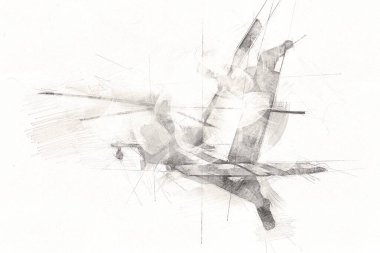 askeri helikopter resim sanatı klasiği çiziyor