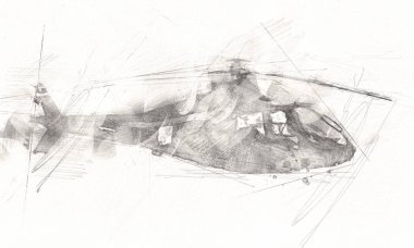 askeri helikopter resim sanatı klasiği çiziyor