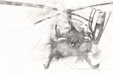 askeri helikopter resim sanatı klasiği çiziyor