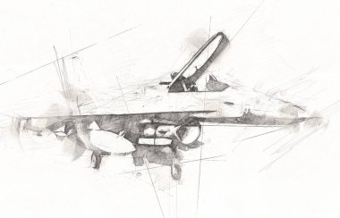 Amerikan savaş uçağı resim sanatı klasiği çiziyor.