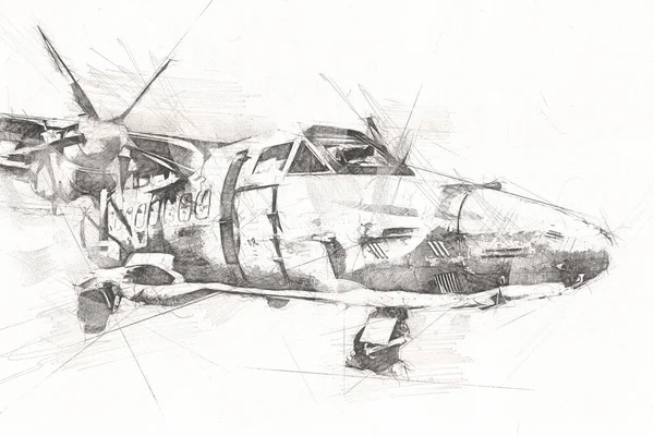 Avion Chasseur Réaction Américain Dessin Illustration Art Vintage — Photo