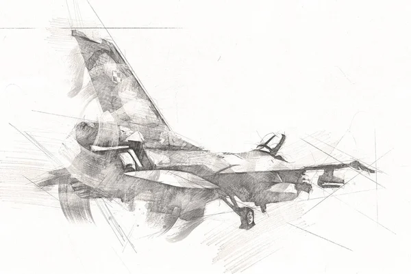 Amerykański Myśliwiec Samolot Rysunek Ilustracja Sztuka Vintage — Zdjęcie stockowe