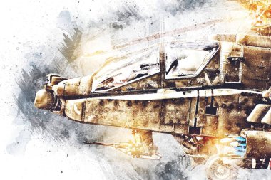 askeri helikopter resim sanatı klasiği çiziyor