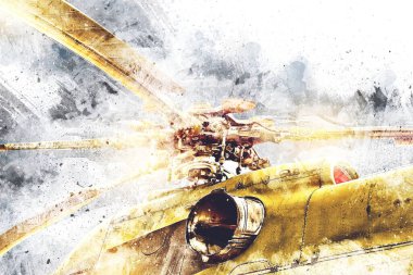 askeri helikopter resim sanatı klasiği çiziyor