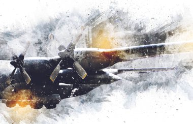 Amerikan savaş uçağı resim sanatı klasiği çiziyor.