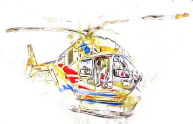 askeri helikopter resim sanatı klasiği çiziyor