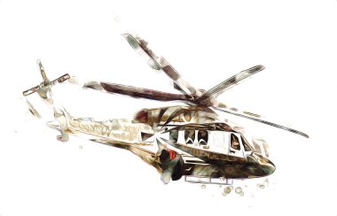 askeri helikopter resim sanatı klasiği çiziyor