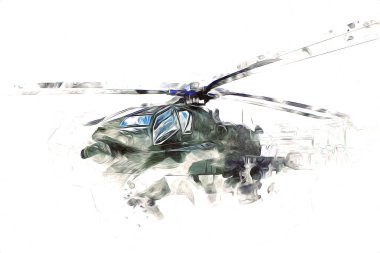 askeri helikopter resim sanatı klasiği çiziyor