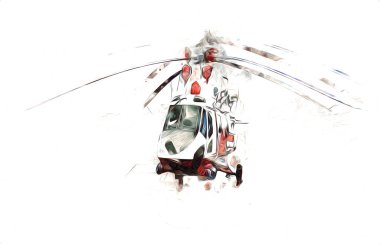 askeri helikopter resim sanatı klasiği çiziyor