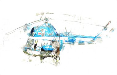 askeri helikopter resim sanatı klasiği çiziyor