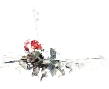 Amerikan savaş uçağı resim sanatı klasiği çiziyor.