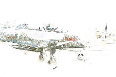 Amerikan savaş uçağı resim sanatı klasiği çiziyor.