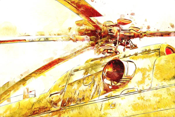 Elicottero Militare Disegno Illustrazione Arte Vintage — Foto Stock
