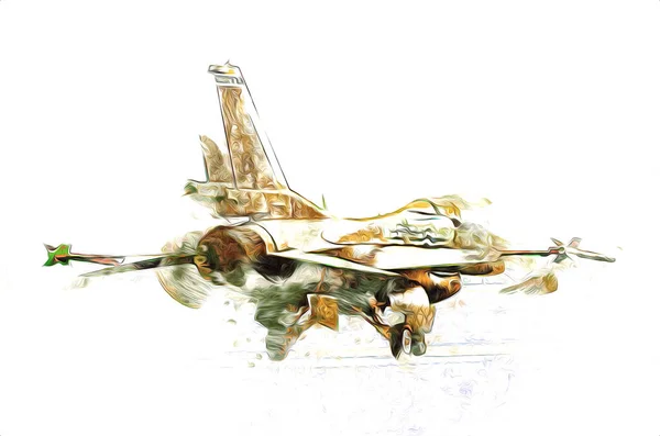 American Jet Fighter Aircraft Drawing Illustration Art Vintage — Stock Photo, Image